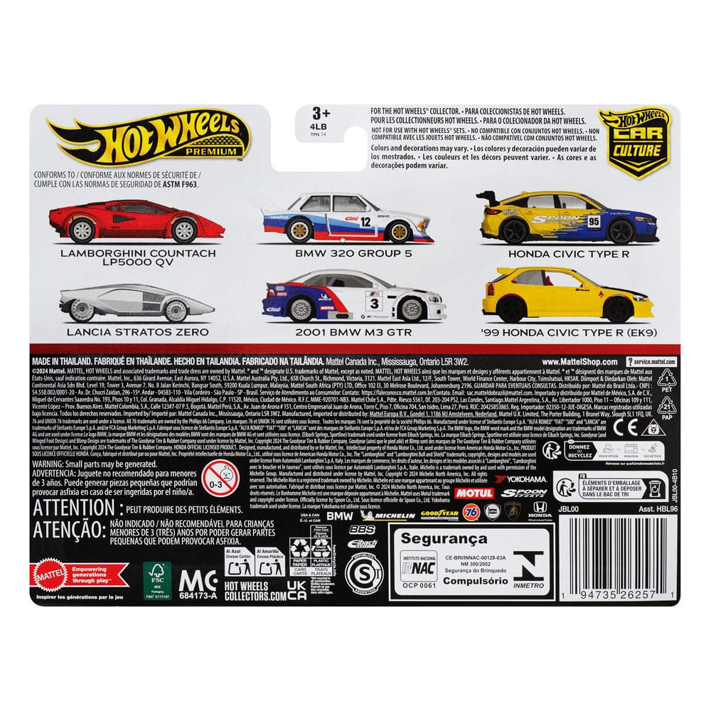 Hot Wheels Premium Car Culture Diecast Modellautos 2er-Pack 1/64 '99 Honda Civic Type R (EK9) & Honda Civic Type R Image 6