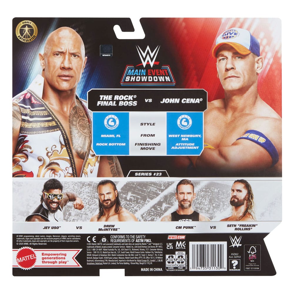 WWE Main Event Showdown Actionfiguren The Rock Final Boss vs John Cena 2-Pack 15 cm Image 3