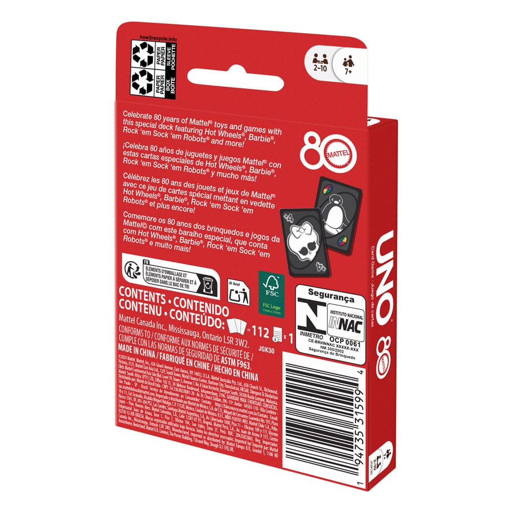 Mattel 80th Anniversary UNO Kartenspiel Ruby Red Image 4