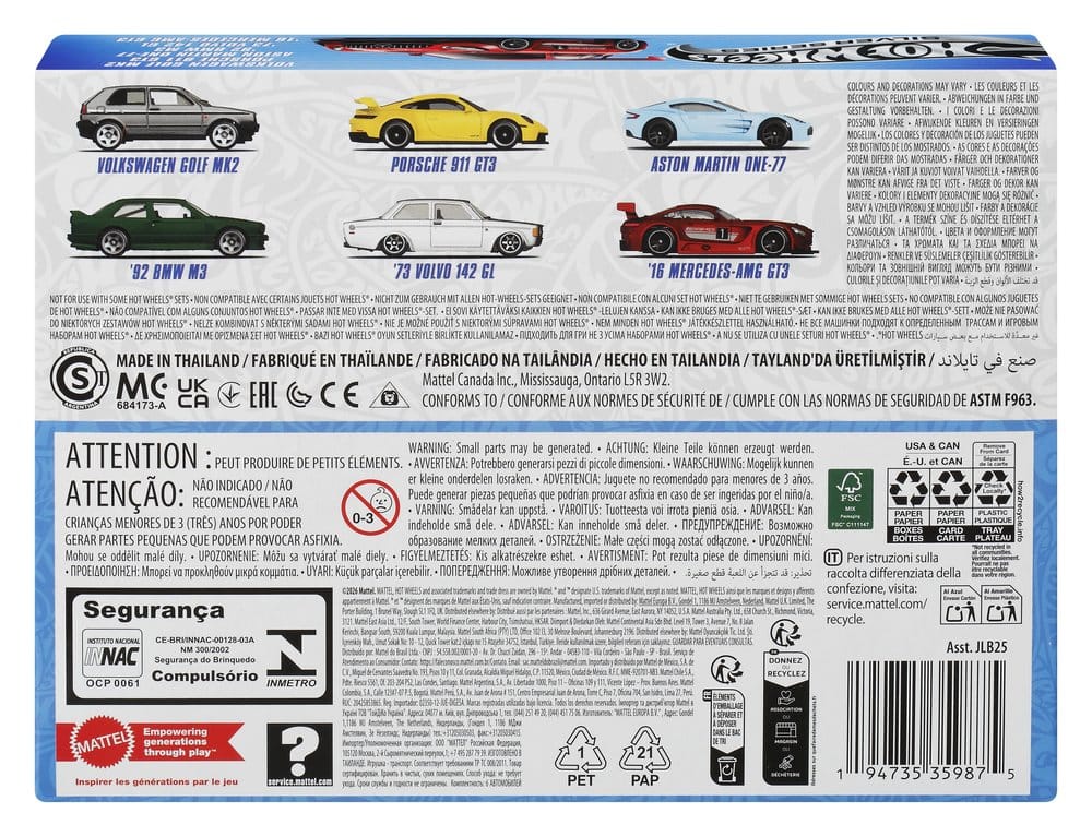 Hot Wheels Silver Series Die-Cast Fahrzeuge 6er-Pack 1/64 Euro Style Image 9