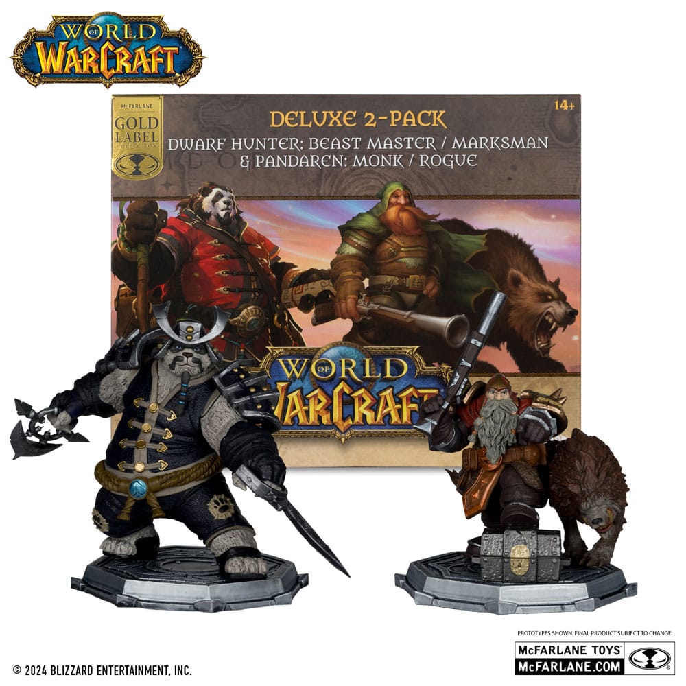 World of Warcraft PVC Statuen 2er-Pack 1/12 Dwarf Hunter: Beast Master & Pandaren: Monk (Gold Label) 15 cm Image 3