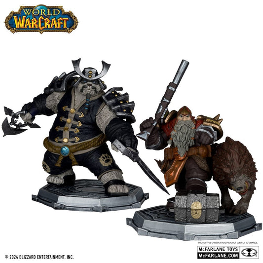 World of Warcraft PVC Statuen 2er-Pack 1/12 Dwarf Hunter: Beast Master & Pandaren: Monk (Gold Label) 15 cm Image 1