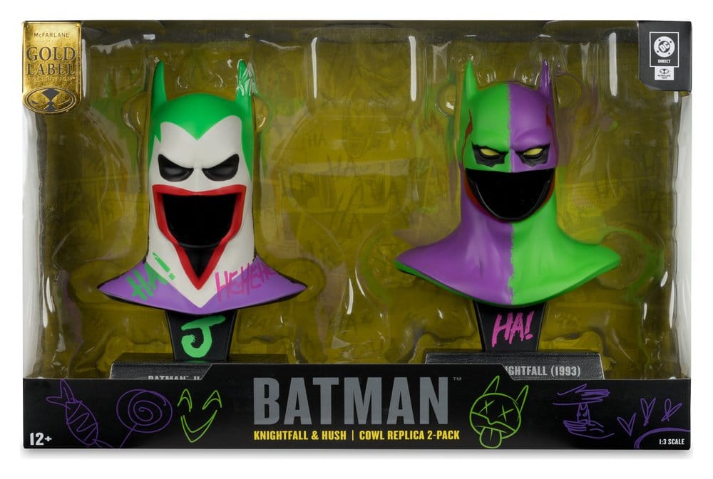Batman DC Direct Mini-Replik 1/3 2er-Pack Batman Masken Hush & Knightfall (Jokerized) (Gold Label) 18 cm Image 5
