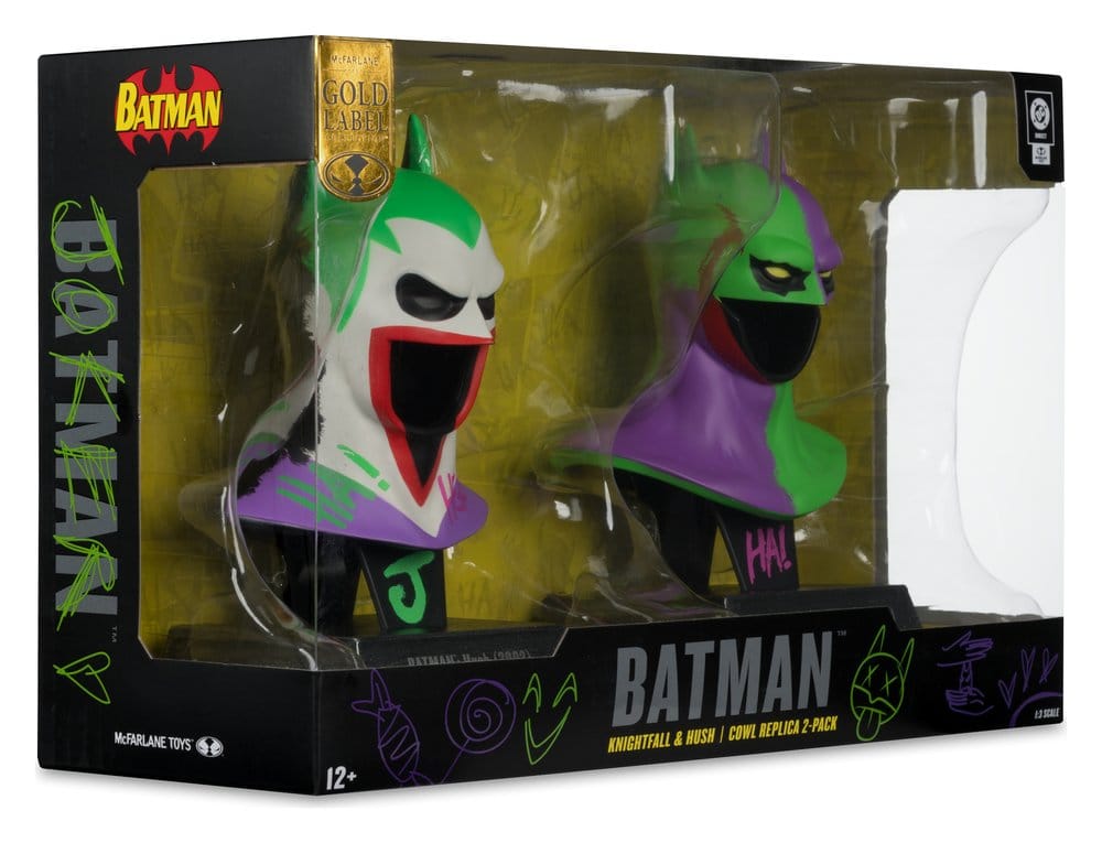Batman DC Direct Mini-Replik 1/3 2er-Pack Batman Masken Hush & Knightfall (Jokerized) (Gold Label) 18 cm Image 6