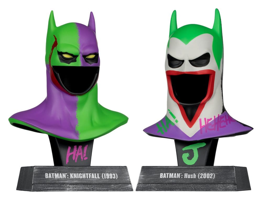 Batman DC Direct Mini-Replik 1/3 2er-Pack Batman Masken Hush & Knightfall (Jokerized) (Gold Label) 18 cm Image 1
