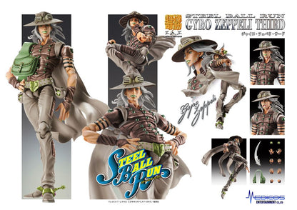 JoJo's Bizarre Adventure Part7 Steel Ball Run Super Action Actionfigur Chozokado Gyro Zeppeli Third 16 cm Image 11