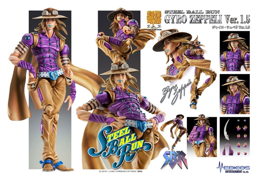JoJo's Bizarre Adventure Part 7: Steel Ball Run Super Action Actionfigur Chozokado Gyro Zeppeli Ver.1.5 16 cm Image 9