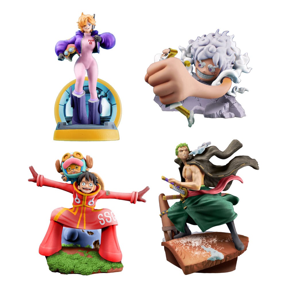 One Piece Petitrama PVC Mini-Statue Logbox Re Birth Egghead 4er-Set 9 cm Image 1