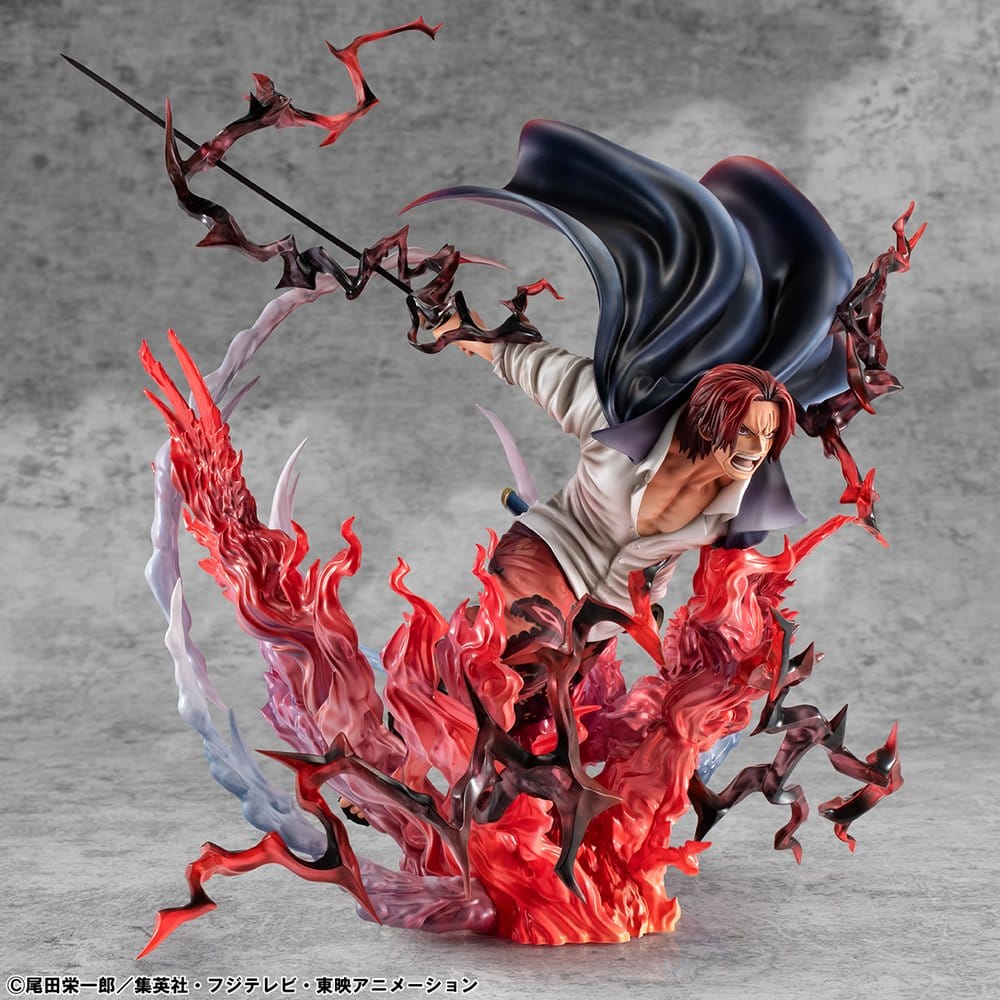 One Piece P.O.P SA-MAXIMUM PVC Statue Leader of Red Hair Pirates Red-Haired Shanks Kamusari 25 cm Image 15