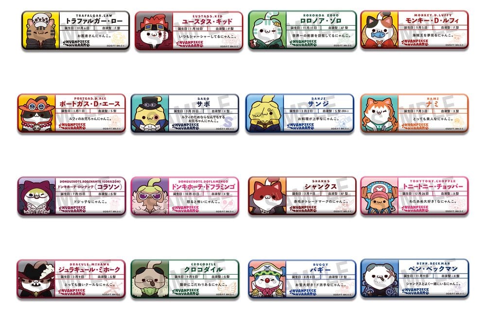 One Piece Mega Cat Project Metallabzeichen NyanPieceNyan! Name Collection 8 cm Blind Box Display (16) (Repeat) Image 1