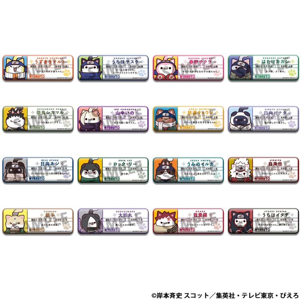 Naruto Mega Cat Project Nyaruto! Metall Ansteck-Buttons Name 5 cm Sortiment (16) Image 1