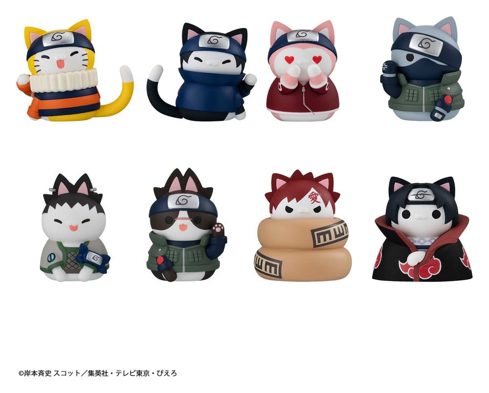 Naruto Mega Cat Project Minifiguren 3 cm Nyaruto! Cats of Konoha Village Reboot Blind Box Display (8) (Repeat) Image 1