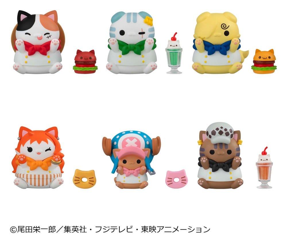 One Piece Mega Cat Project Minifiguren NyanPieceNyan! Diner! 3 cm Blind Box Display (6) Image 1
