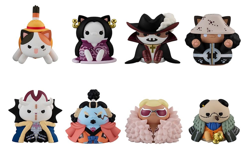 One Piece Mega Cat Project Nyan Piece Nyan! Luffy & the Seven Warlords of the Sea Minifiguren 3 cm Blind Box Display (8) (Repeat) Image 1