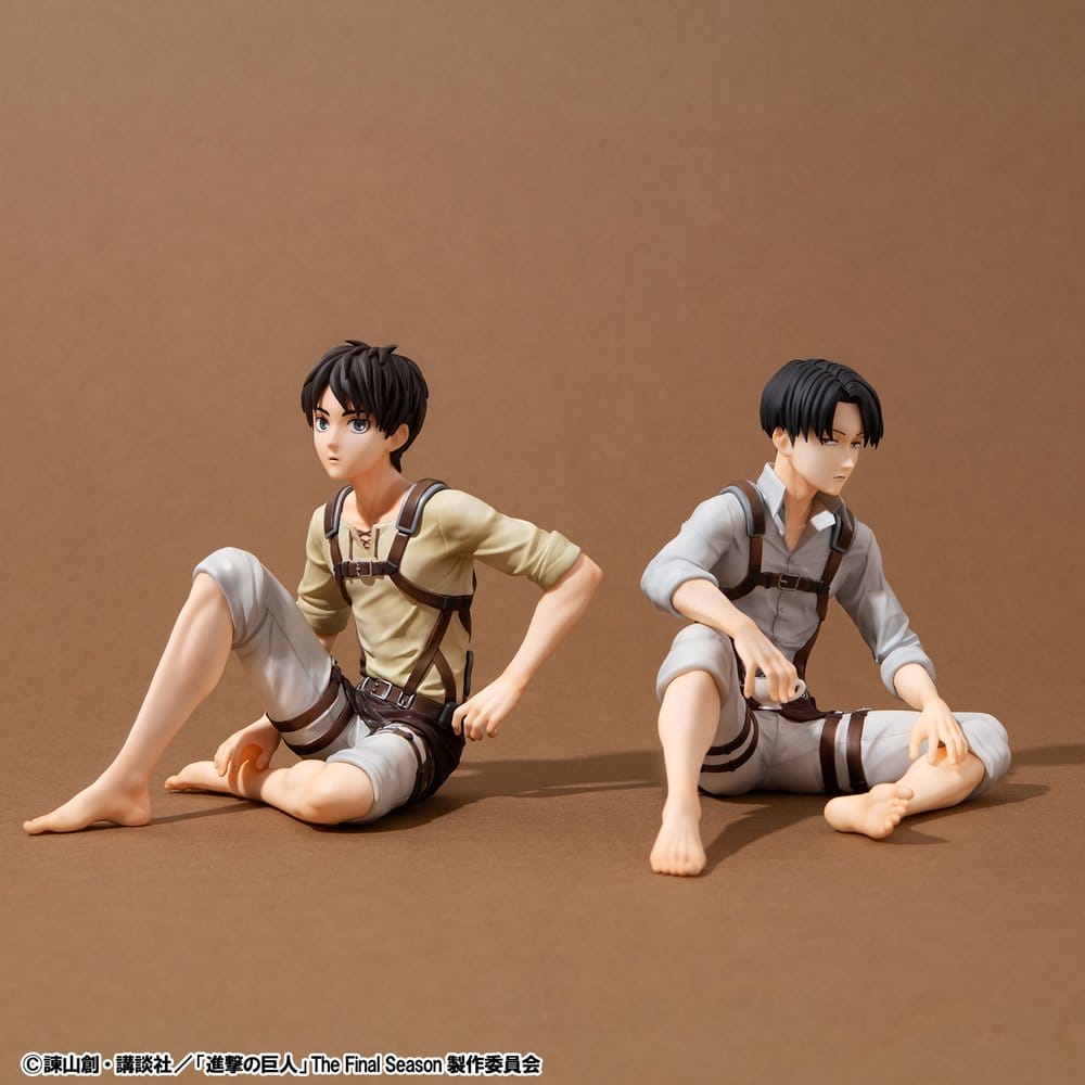 Attack on Titan G.E.M. Series PVC Figuren 2er-Pack Eren Yeager & Squad Captain Levi Palm Size Image 1