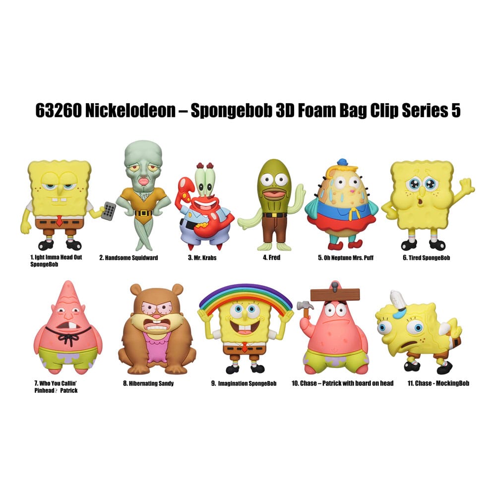 Nickelodeon Classics 3D PVC-Taschenanhänger Series 5 SpongeBob Schwammkopf Display (24) Image 1