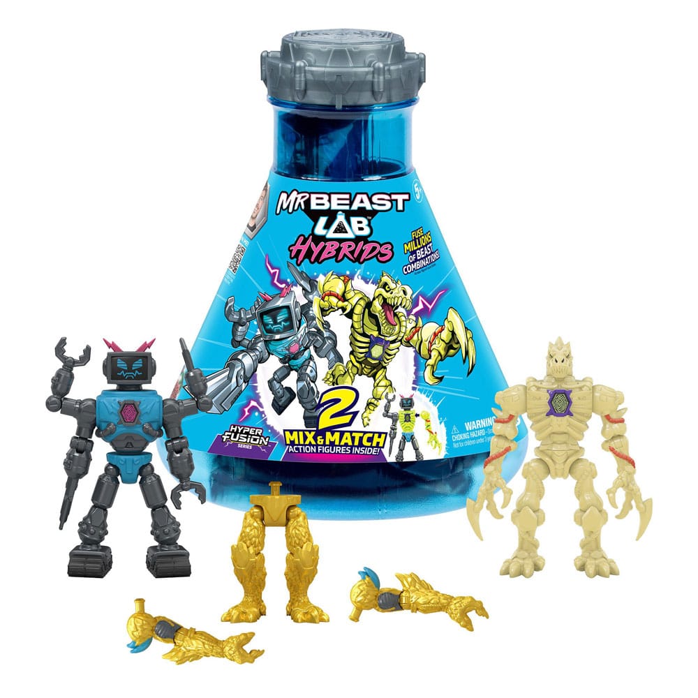 Mr. Beast Lab Hybrids Series 2 Minifiguren 2er-Pack Lab-Bot vs Gid Skeleton 11 cm Image 1