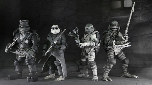 Universal Monsters x Teenage Mutant Ninja Turtles Actionfiguren 4er-Pack Turtles Black & White 18 cm Image 1