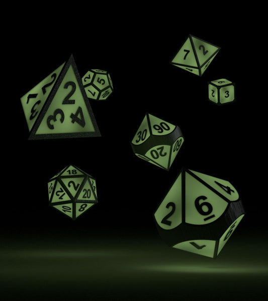 Oakie Doakie Dice Würfel RPG-Set Metal Glow in the Dark - Druid's Blaze (7) Image 2