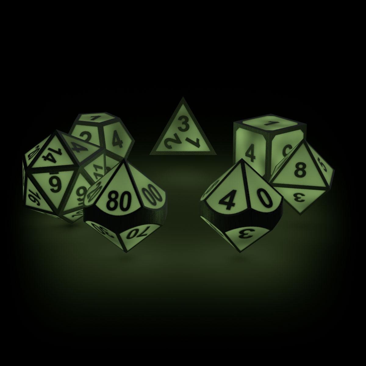 Oakie Doakie Dice Würfel RPG-Set Metal Glow in the Dark - Druid's Blaze (7) Image 3