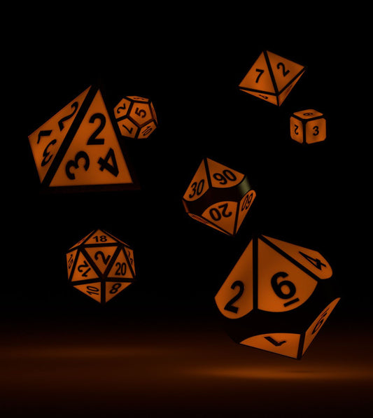 Oakie Doakie Dice Würfel RPG-Set Metal Glow in the Dark - Golden Princess (7) Image 2