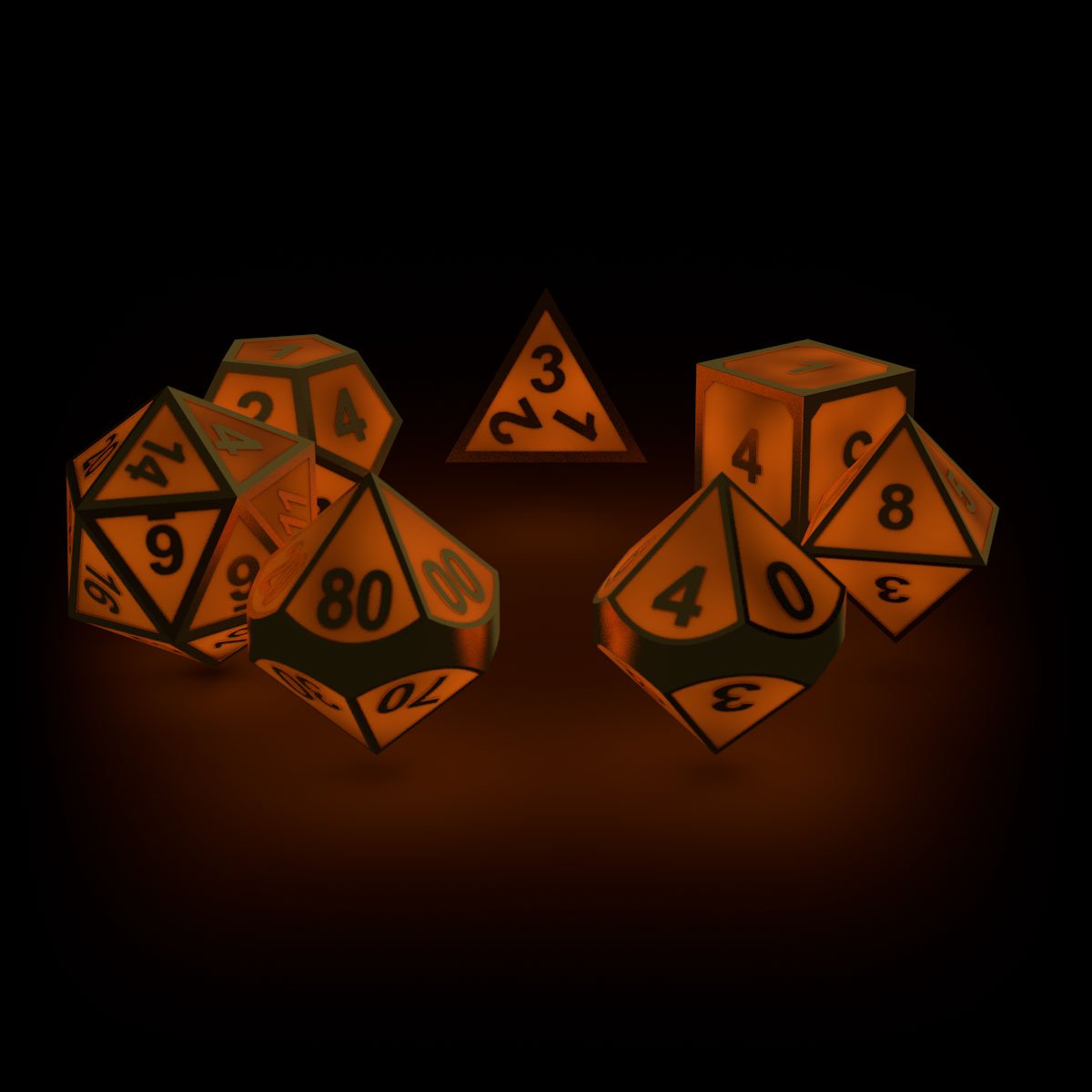Oakie Doakie Dice Würfel RPG-Set Metal Glow in the Dark - Golden Princess (7) Image 3
