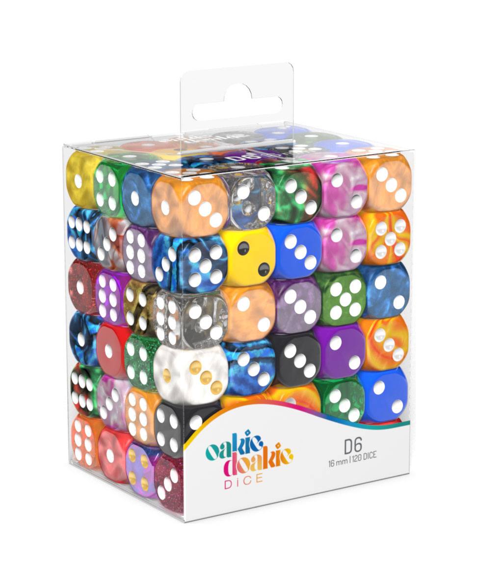 Oakie Doakie Dice W6 Würfel Retail Pack 16 mm Mixed (120) Image 1