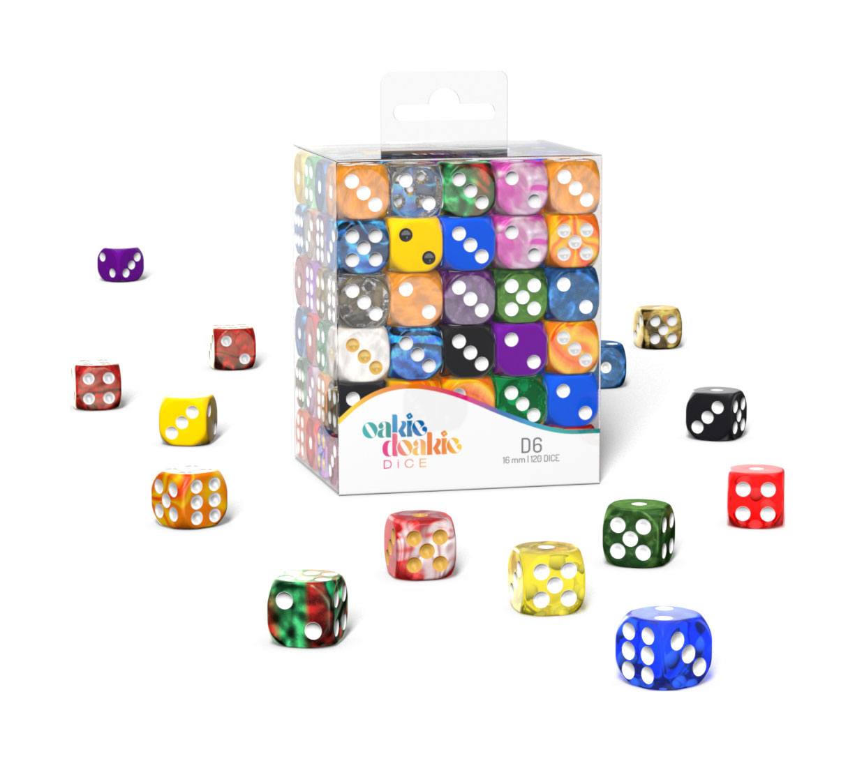 Oakie Doakie Dice W6 Würfel Retail Pack 16 mm Mixed (120) Image 3