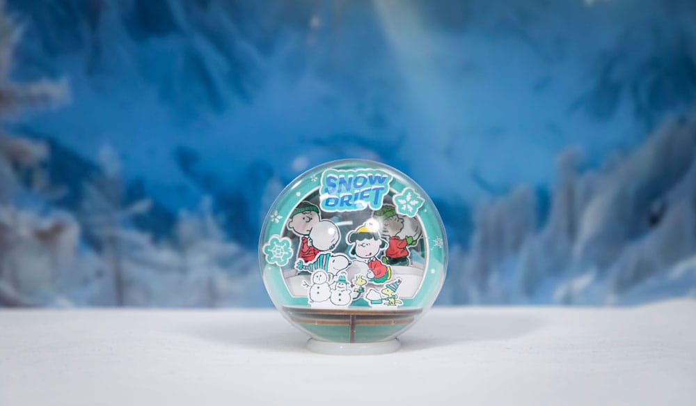 Die Peanuts Puremind Modellbausatz Wooden Theater Globe Snow Drift Image 3