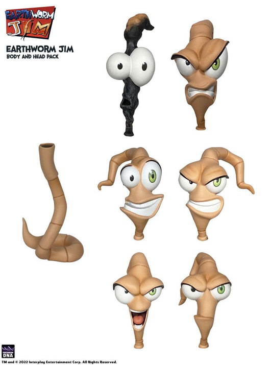 Earthworm Jim Zubehör-Set Wave 1: Worm Body & Jim Heads Accessory Pack Image 1