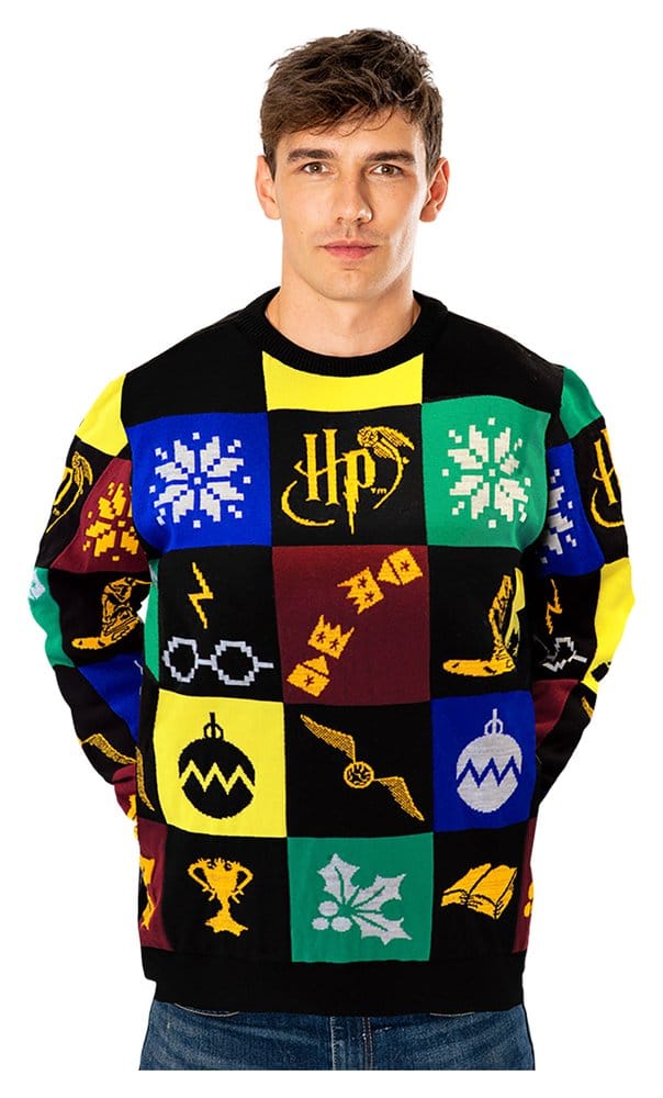 Harry Potter Christmas Pullover Deluxe Patchwork Knitted Größe XXL Image