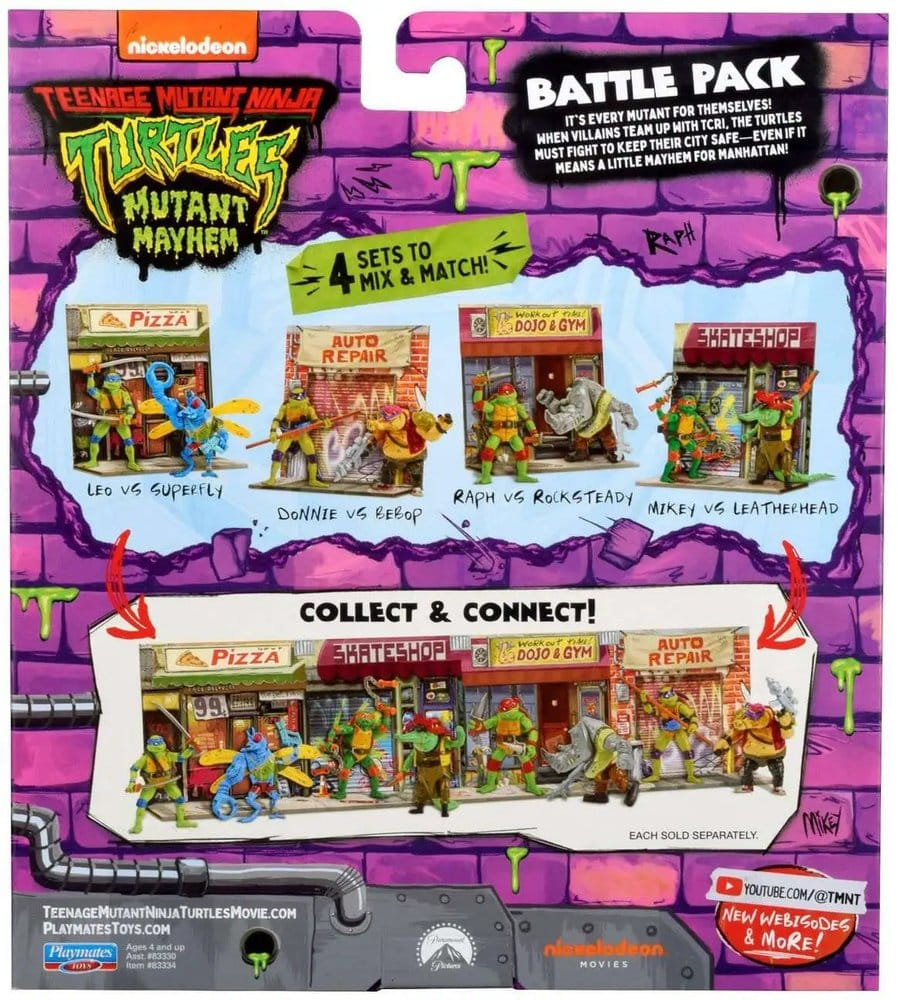 Teenage Mutant Ninja Turtles: Mutant Mayhem Battle Pack Actionfiguren Raphael vs. Rocksteady 11 cm Image 2
