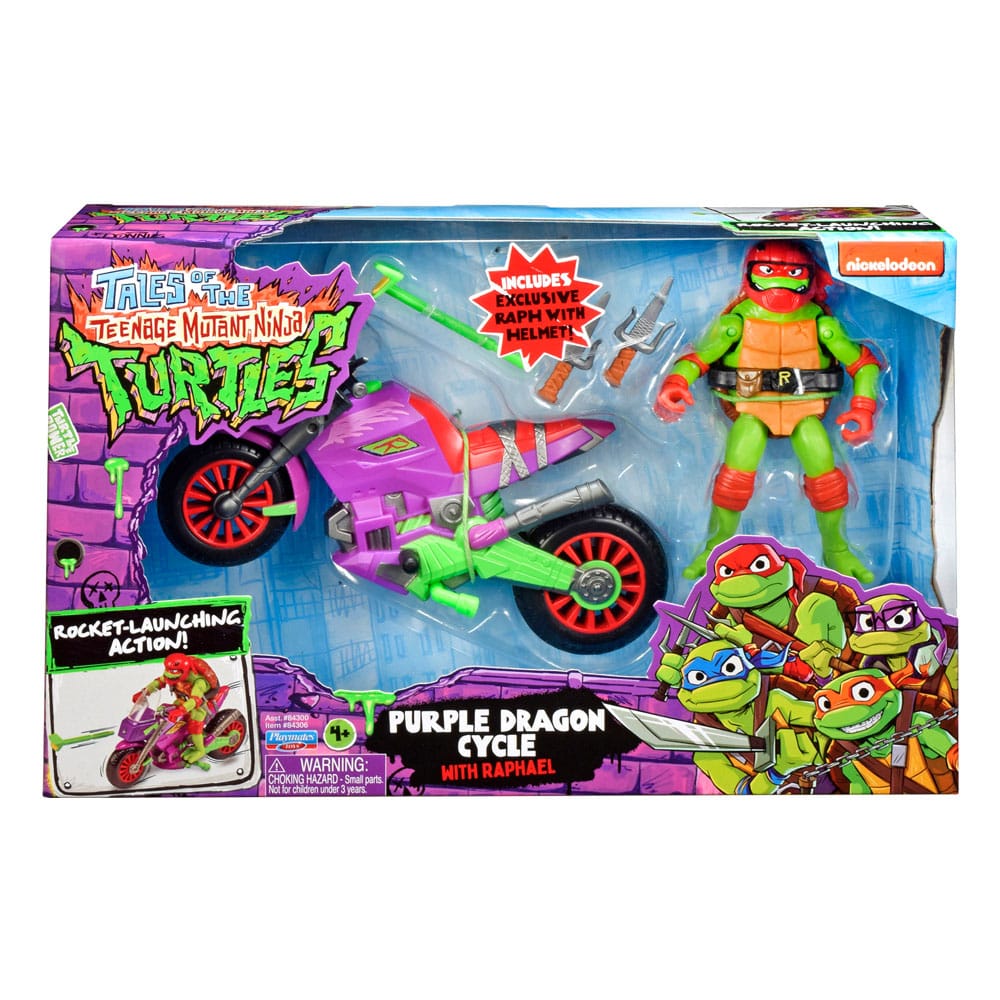 Die Abenteuer der Teenage Mutant Ninja Turtles Actionfigur mit Fahrzeug Raphael & Purple Dragon 12 cm Image 2