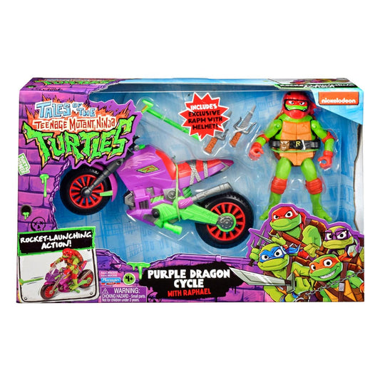 Die Abenteuer der Teenage Mutant Ninja Turtles Actionfigur mit Fahrzeug Raphael & Purple Dragon 12 cm Image 2