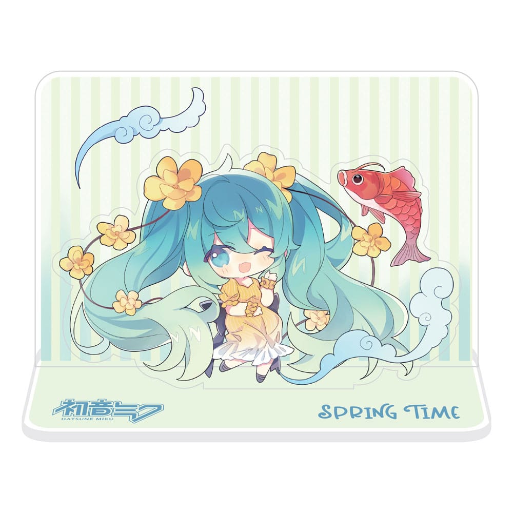 Hatsune Miku Acryl Figurenaufsteller aus Acryl Hatsune Miku Spring Time Chibi Miku with Koi 11 cm Image