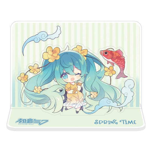 Hatsune Miku Acryl Figurenaufsteller aus Acryl Hatsune Miku Spring Time Chibi Miku with Koi 11 cm Image