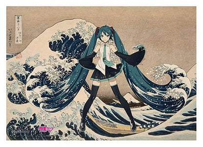 Katsushika Hokusai x Hatsune Miku Acrylpanel Thirty-six Views of Mount Fuji The Great Wave off Kanagawa 30 cm Image 1