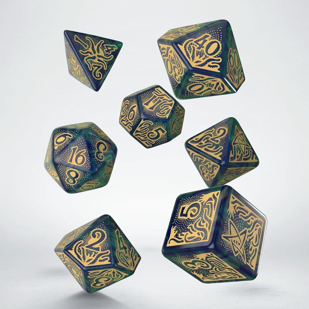 Call of Cthulhu 7th Edition 7er-Würfelset Blue-green & Gold Image 1