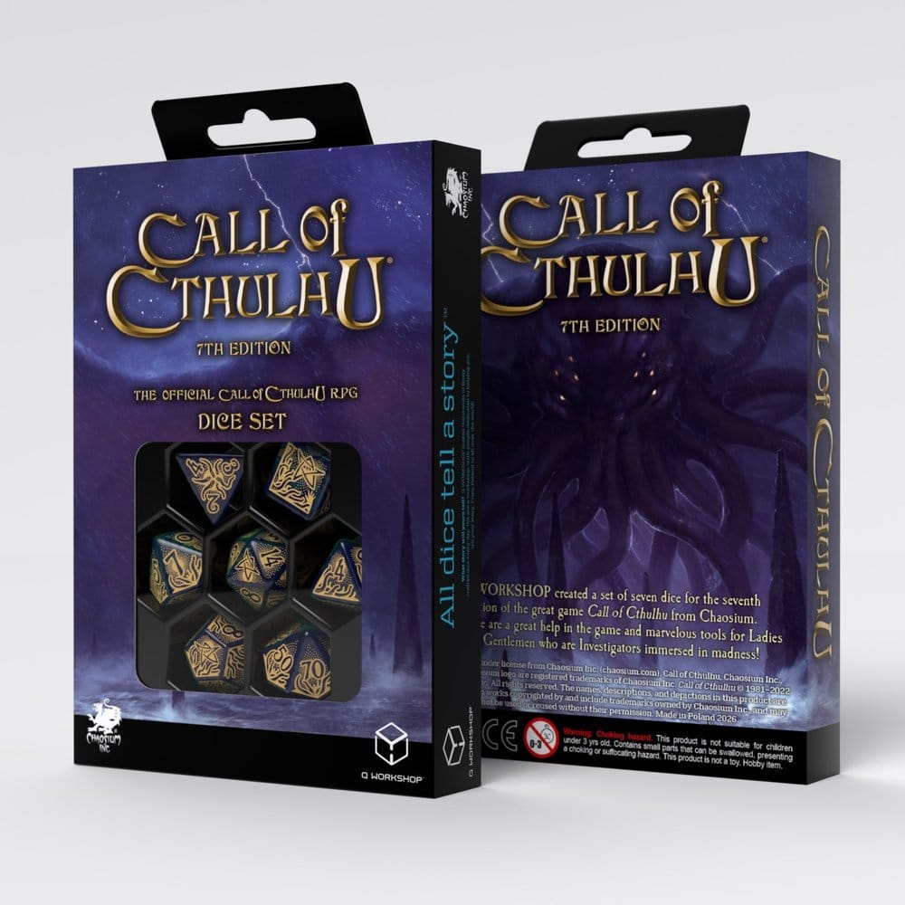 Call of Cthulhu 7th Edition 7er-Würfelset Blue-green & Gold Image 2