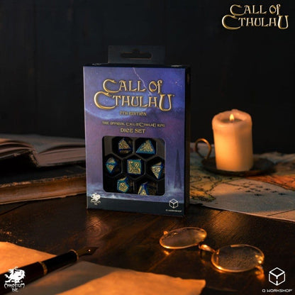 Call of Cthulhu 7th Edition 7er-Würfelset Blue-green & Gold Image 7