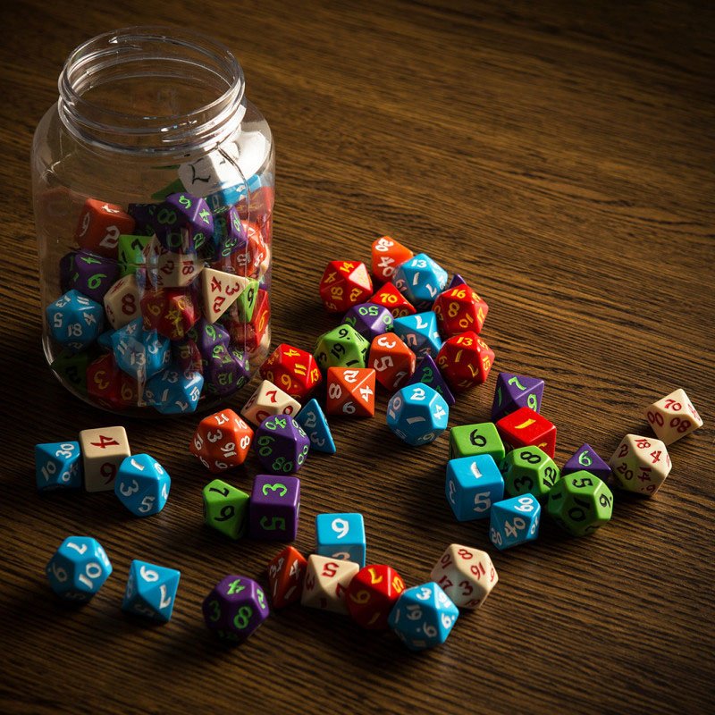 Runder Behälter mit klassischen RPG-Würfeln (80) Image 2