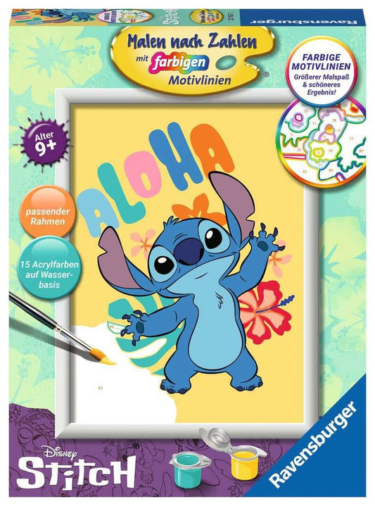 Disney Malen nach Zahlen Malset Aloha Stitch 18 x 24 cm *Deutsche Version* Image 1