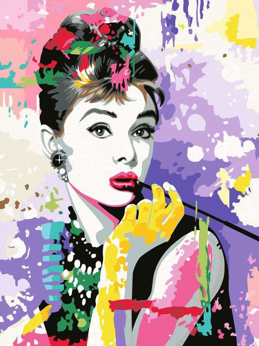 Audrey Hepburn CreArt Malen nach Zahlen Malset 30 x 40 cm Image 1