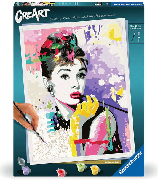 Audrey Hepburn CreArt Malen nach Zahlen Malset 30 x 40 cm Image 2
