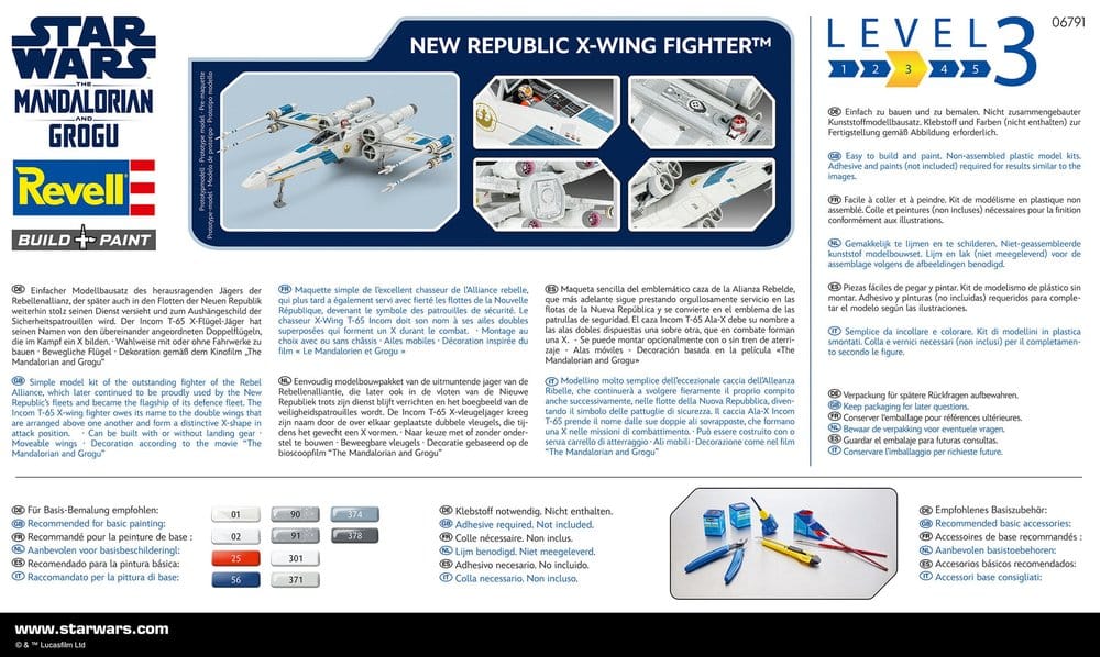Star Wars The Mandalorian and Grogu Revell Modellbausatz 1/57 New Republic X-Wing Fighter 22 cm Image 12