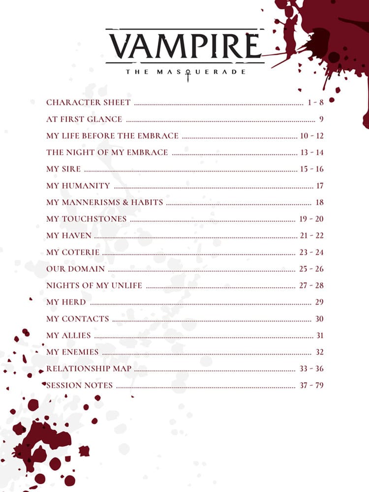 Vampire: The Masquerade 5th Edition RPG Journal Expanded Character Sheet Journal *Englische Version* Image 3