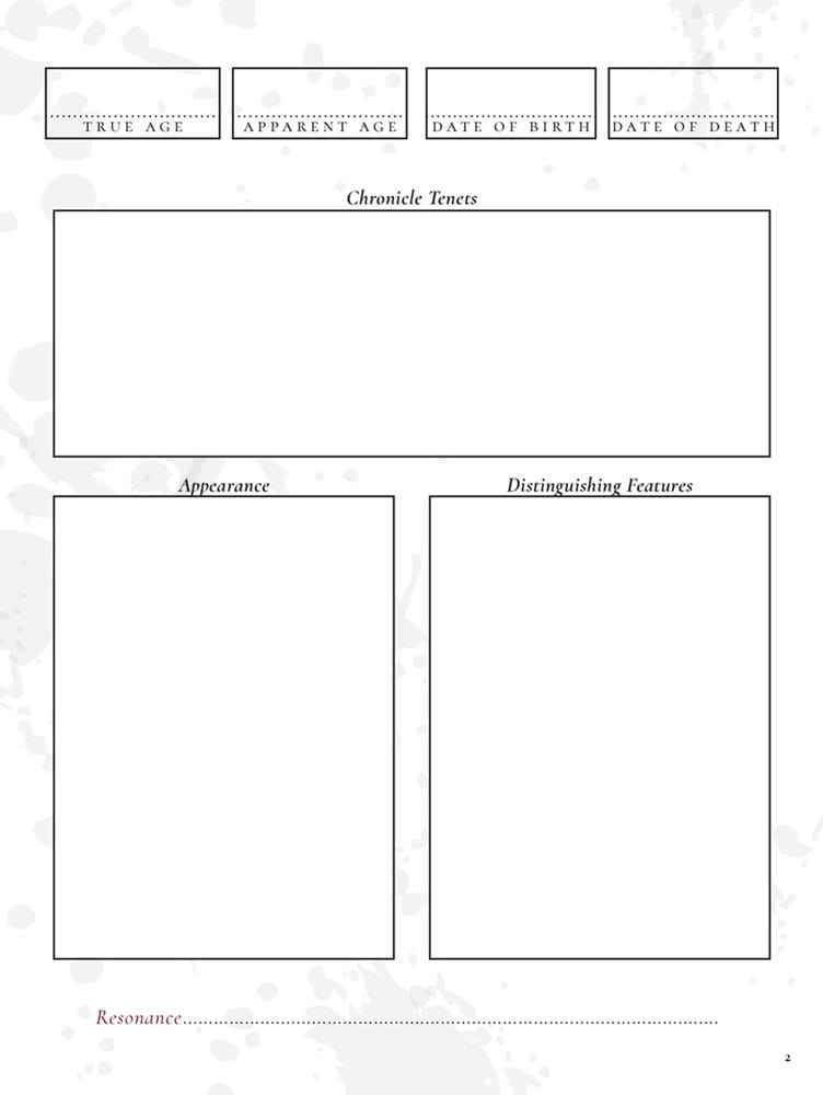 Vampire: The Masquerade 5th Edition RPG Journal Expanded Character Sheet Journal *Englische Version* Image 5