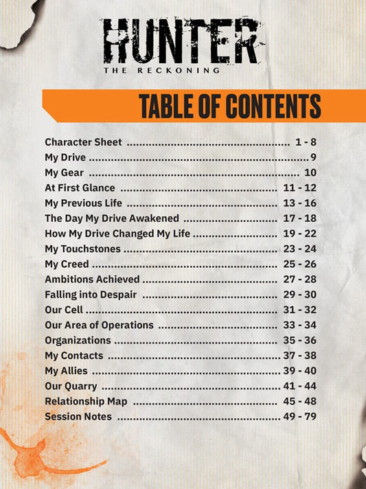 Hunter: The Reckoning 5th Edition RPG Journal Expanded Character Sheet Journal *Englische Version* Image 2