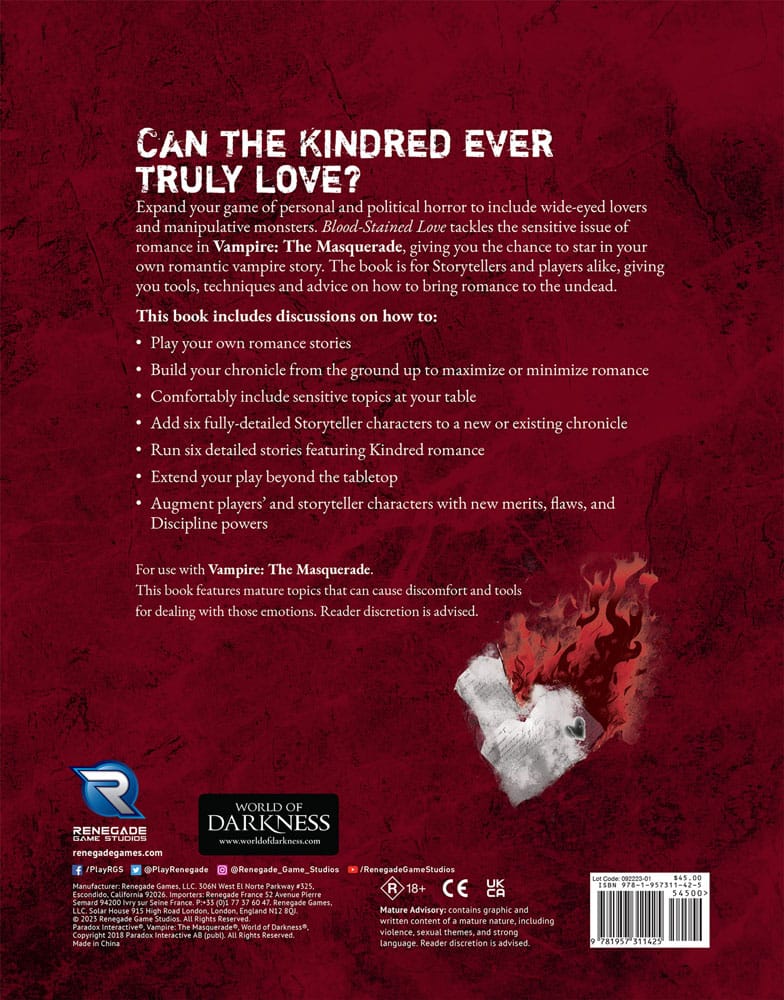 Vampire: The Masquerade 5th Edition RPG Buch Blood-Stained Love Sourcebook *Englische Version* Image 6