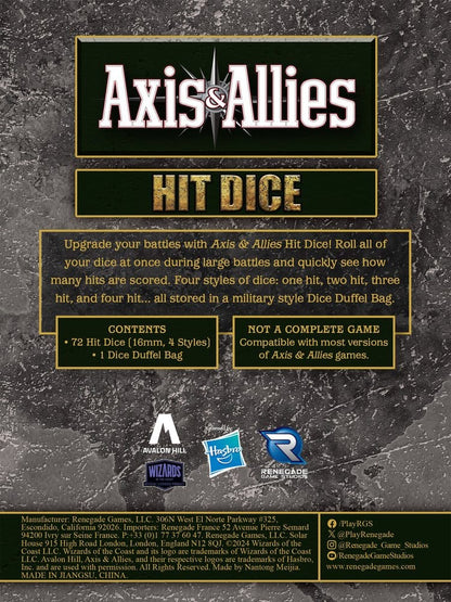 Avalon Hill Brettspiel Axis & Allies: Hit Dice Erweiterung Image 2